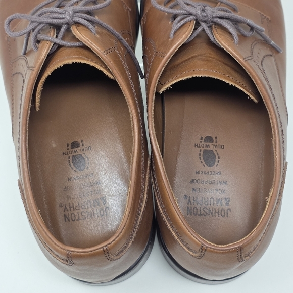 Johnston & Murphy Mens Size 11M Branning Cap Toe Tan Sheepskin Brown Oxford Shoe main image 10